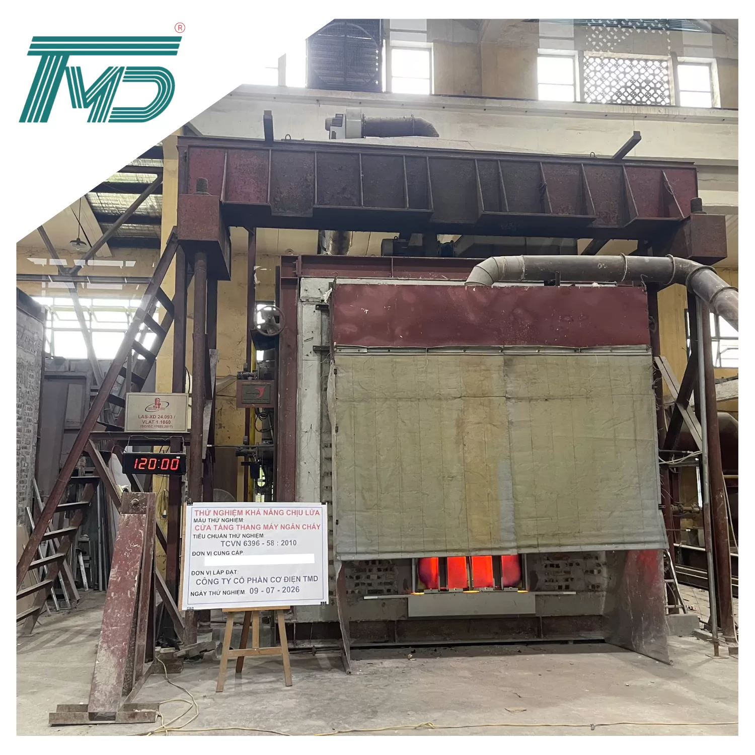 09/07/2026 TMD ĐỐT ĐẠT THÀNH CÔNG HẠNG MỤC CỬA TẦNG THANG MÁY EI120