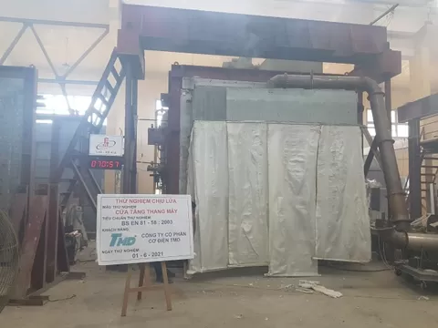 Thử nghiệm giải pháp bọc chống cháy EI70 cho cửa tầng thang máy - Dự á